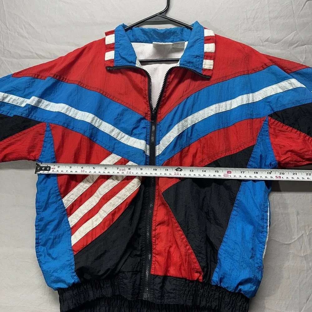 Vintage Windbreaker Jacket Kids Size 14 Multi-Colored 90s Color Block Full Zip